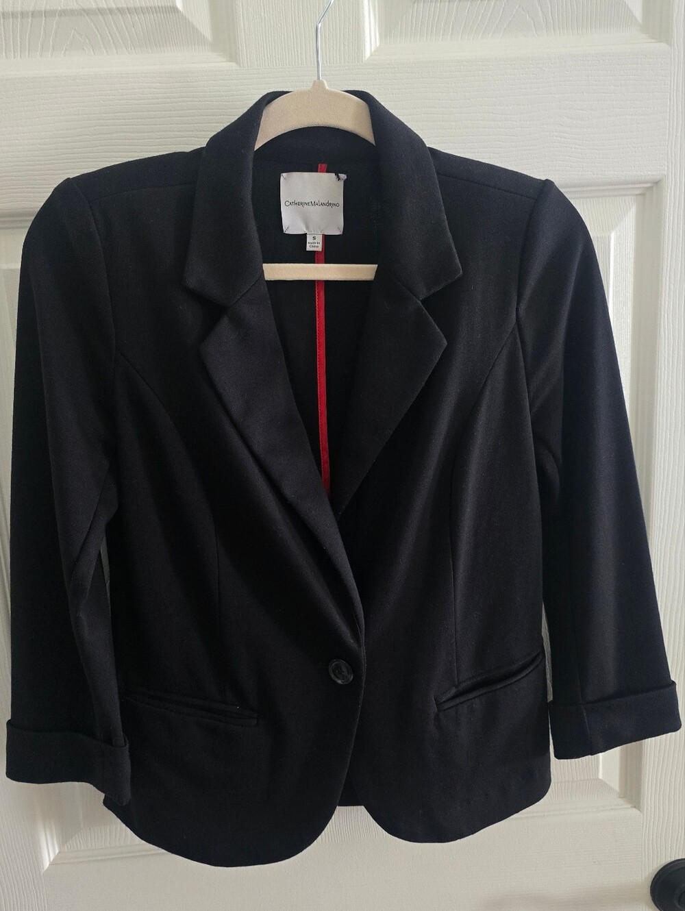 Catherine Malandrino Women's Black Single-Button Blazer with Notched Lapel